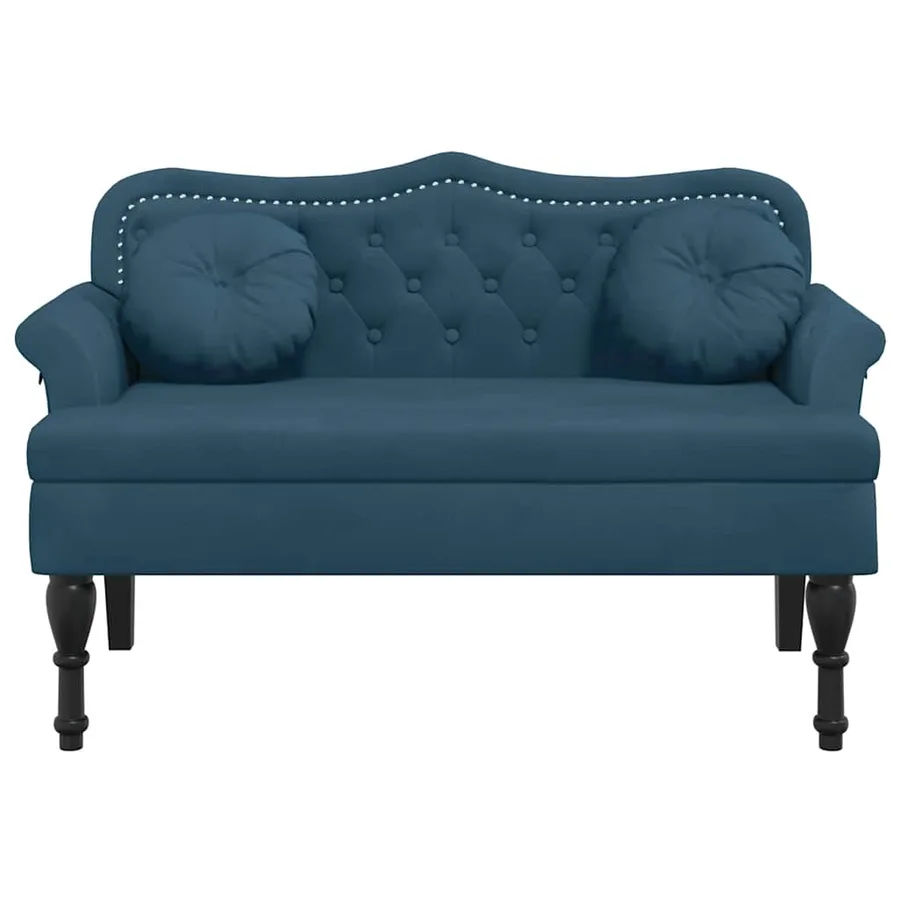 Banc avec coussins bleu 120,5x65x75 cm velours - 3