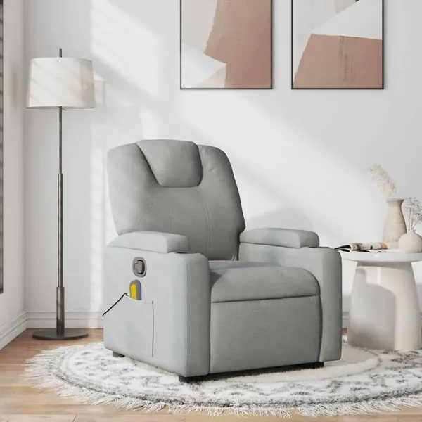 Fauteuil de massage inclinable Gris clair Tissu