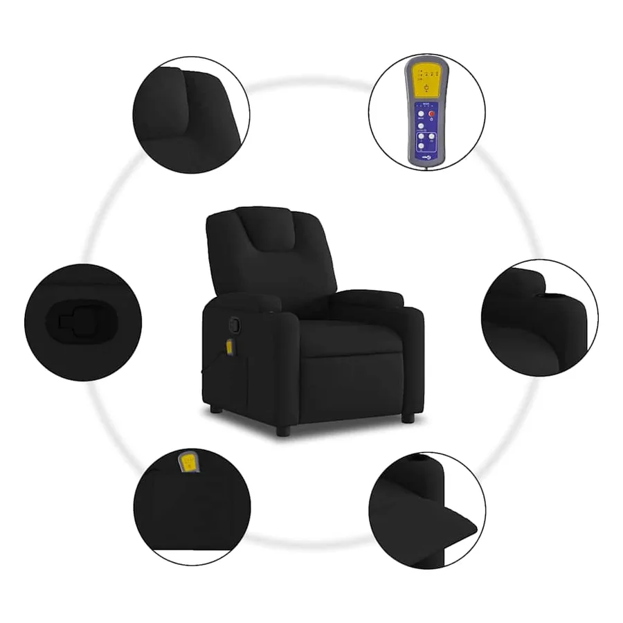 Fauteuil inclinable de massage en tissu noir - 6