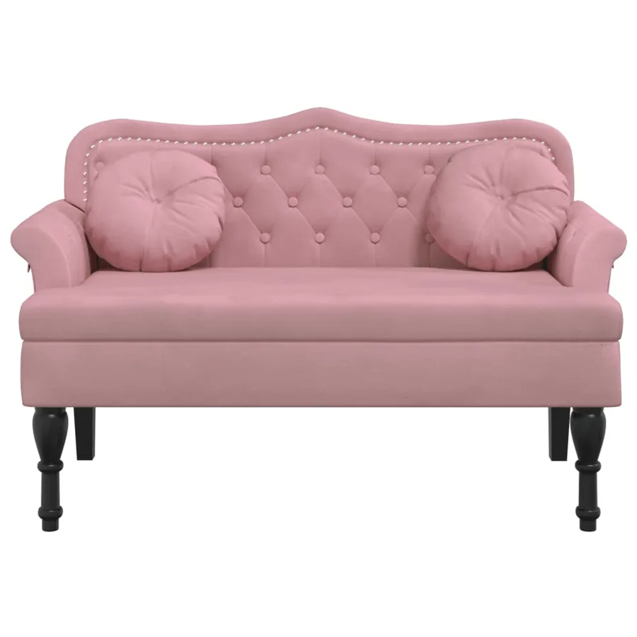 Banc avec coussins rose 120,5x65x75 cm velours - 3