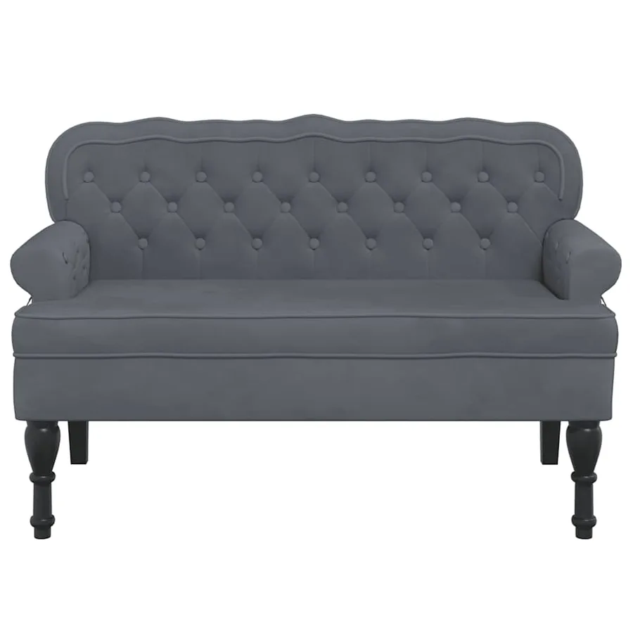 Banc avec dossier gris foncé 119,5x64,5x75 cm velours - 4