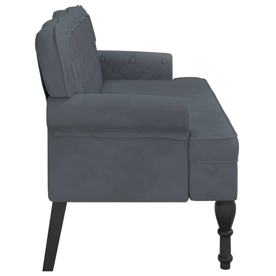 Banc avec dossier gris foncé 119,5x64,5x75 cm velours - 5