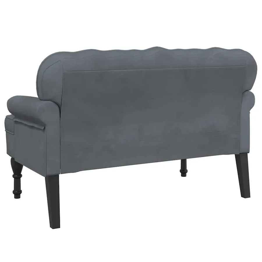 Banc avec dossier gris foncé 119,5x64,5x75 cm velours - 6