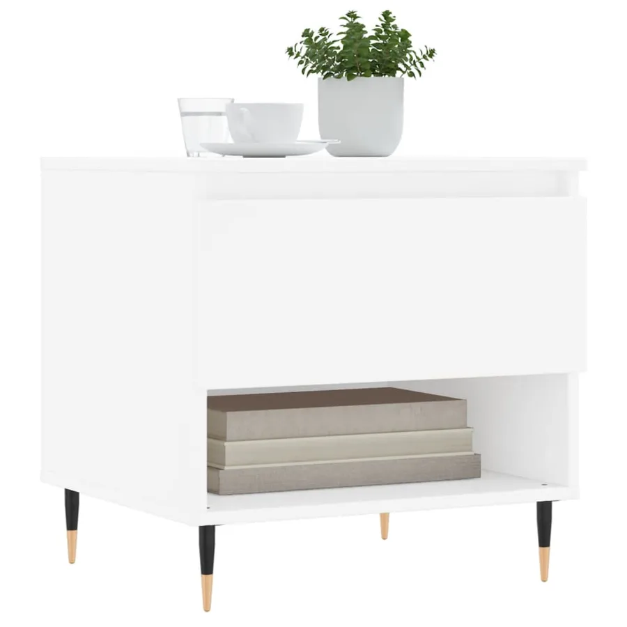 Table basse blanc 50x46x50 cm bois d’ingénierie - 3