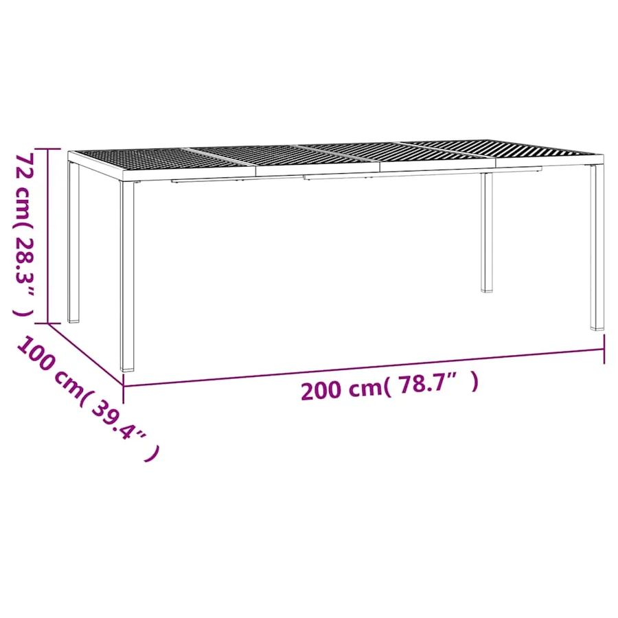 Table de jardin anthracite 200x100x72 cm acier - 7
