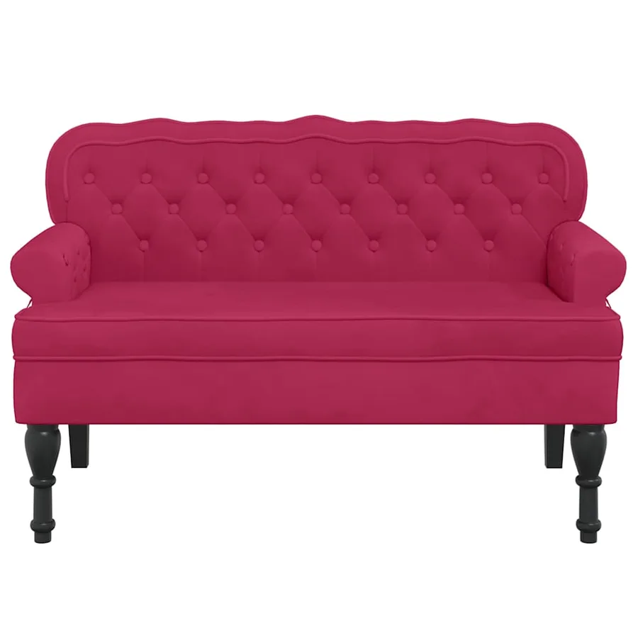 Banc avec dossier bordeaux 119,5x64,5x75 cm velours - 3