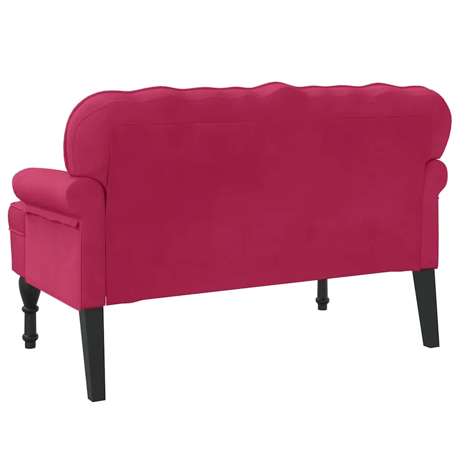 Banc avec dossier bordeaux 119,5x64,5x75 cm velours - 5