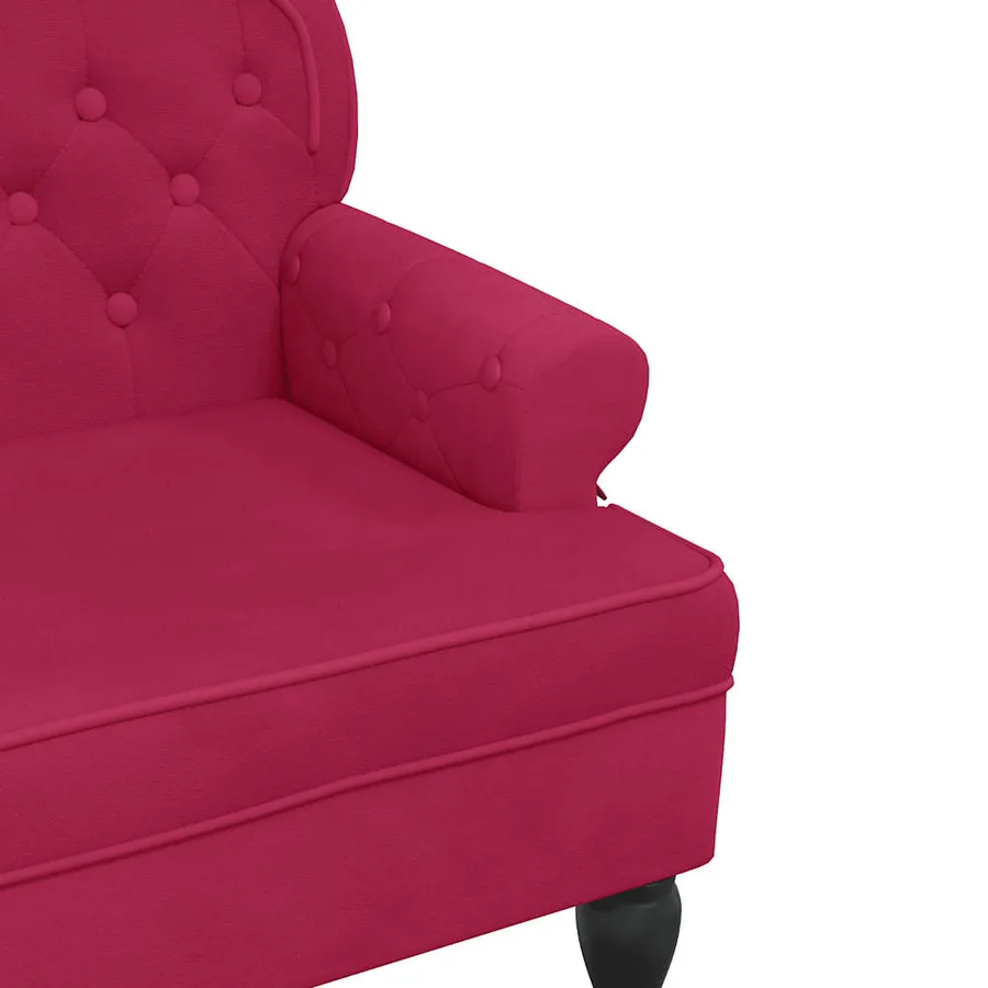 Banc avec dossier bordeaux 119,5x64,5x75 cm velours - 6