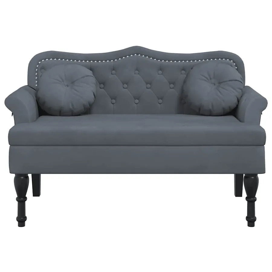 Banc avec coussins Gris foncé 120,5x65x75 cm Velours - 4