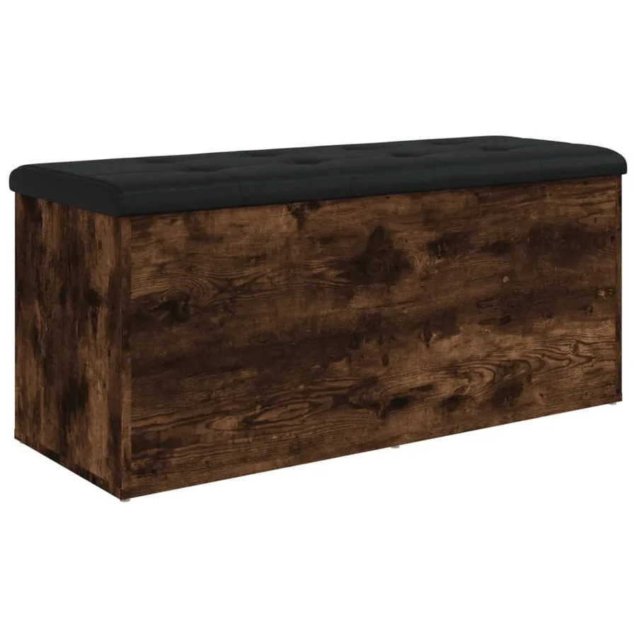 Banc de rangement chêne fumé 102x42x45 cm bois d'ingénierie - 2