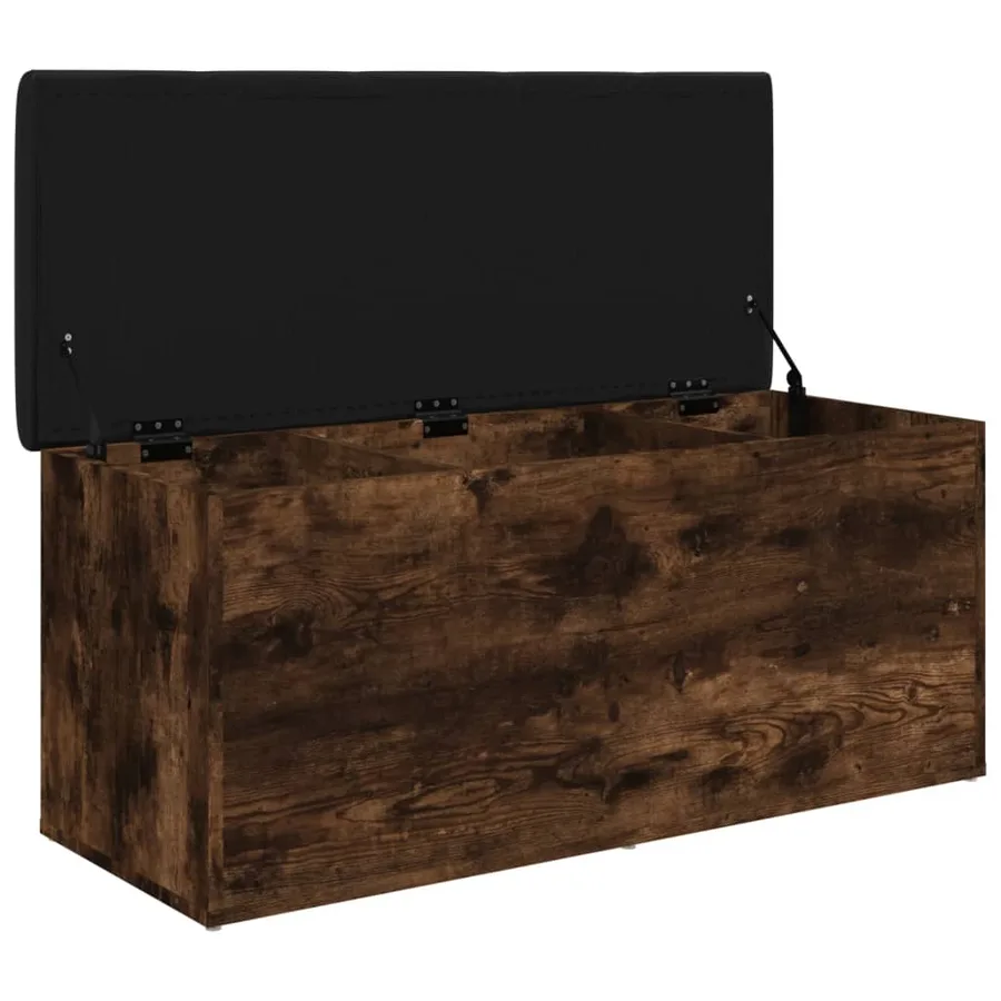 Banc de rangement chêne fumé 102x42x45 cm bois d'ingénierie - 4