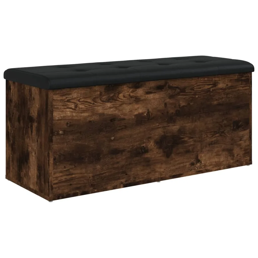 Banc de rangement chêne fumé 102x42x45 cm bois d'ingénierie - 6