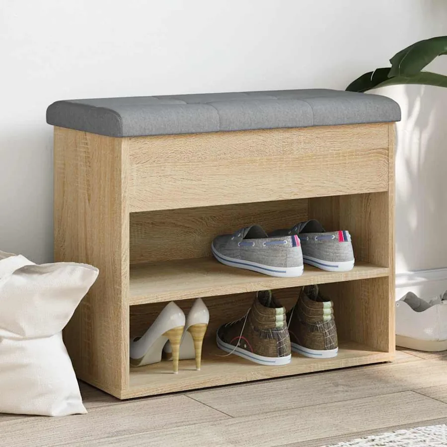 Banc à chaussures chêne sonoma 62x32x50 cm bois d'ingénierie