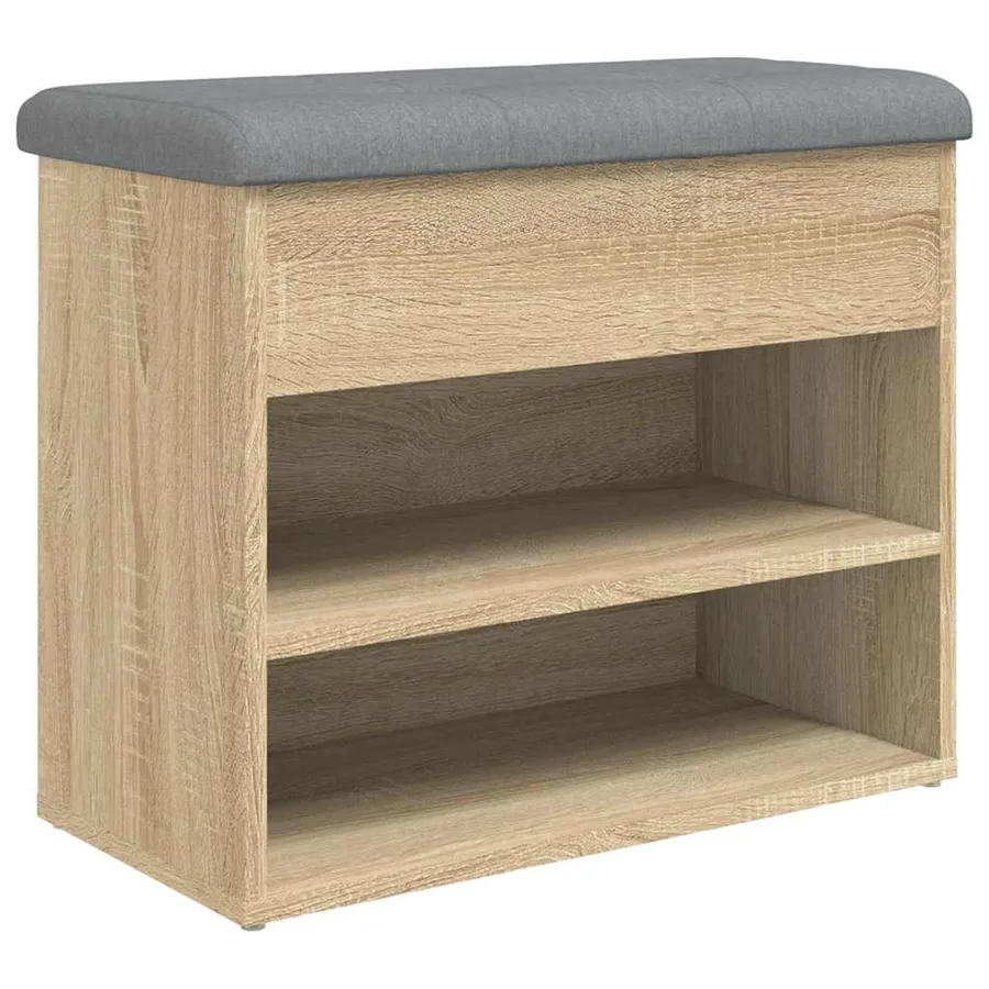Banc à chaussures chêne sonoma 62x32x50 cm bois d'ingénierie - 2
