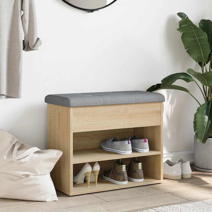 Banc à chaussures chêne sonoma 62x32x50 cm bois d'ingénierie - 3