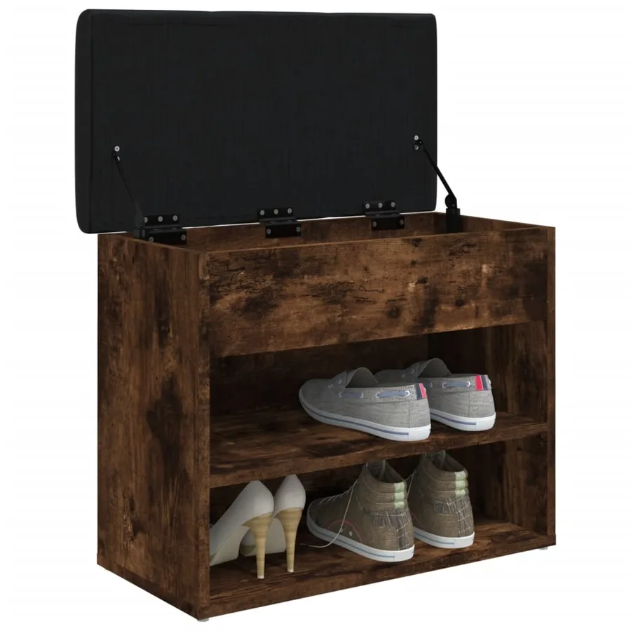 Banc à chaussures chêne fumé 62x32x50 cm bois d'ingénierie - 4