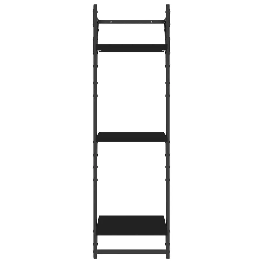 Étagères murales à 3 niveaux avec barres 2 pcs noir 30x25x100cm - 5