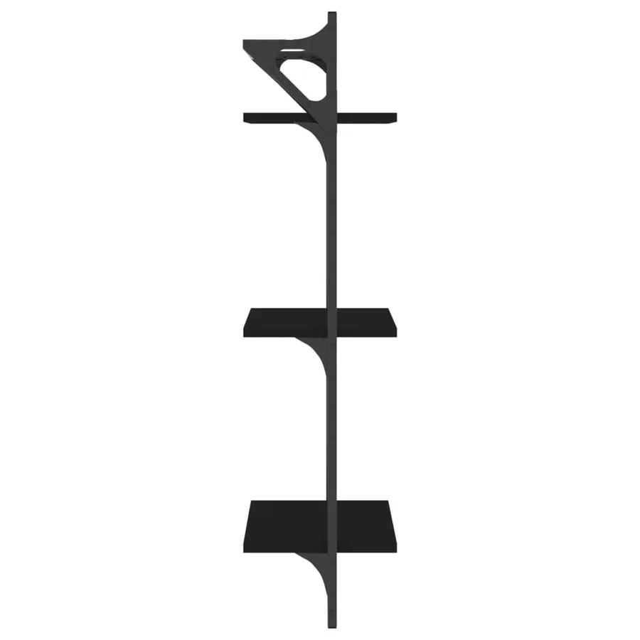 Étagères murales à 3 niveaux avec barres 2 pcs noir 30x25x100cm - 6