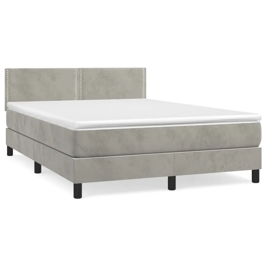 Sommier à lattes de lit et matelas Gris clair 140x200cm Velours - 2