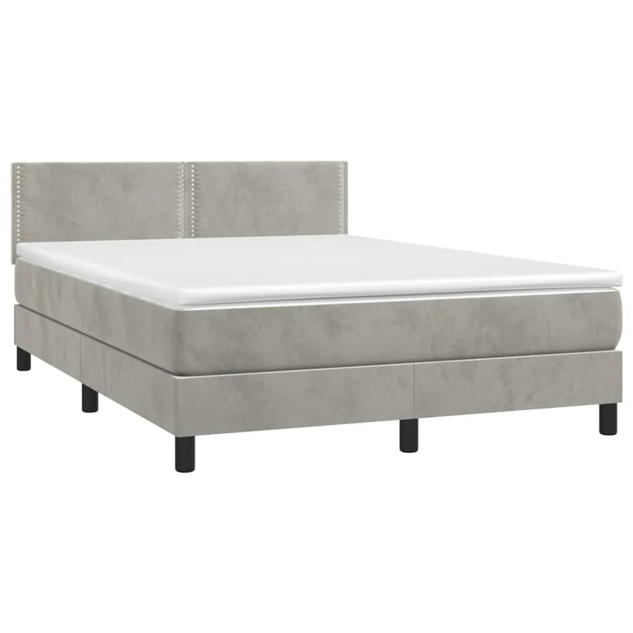 Sommier à lattes de lit et matelas Gris clair 140x200cm Velours - 3