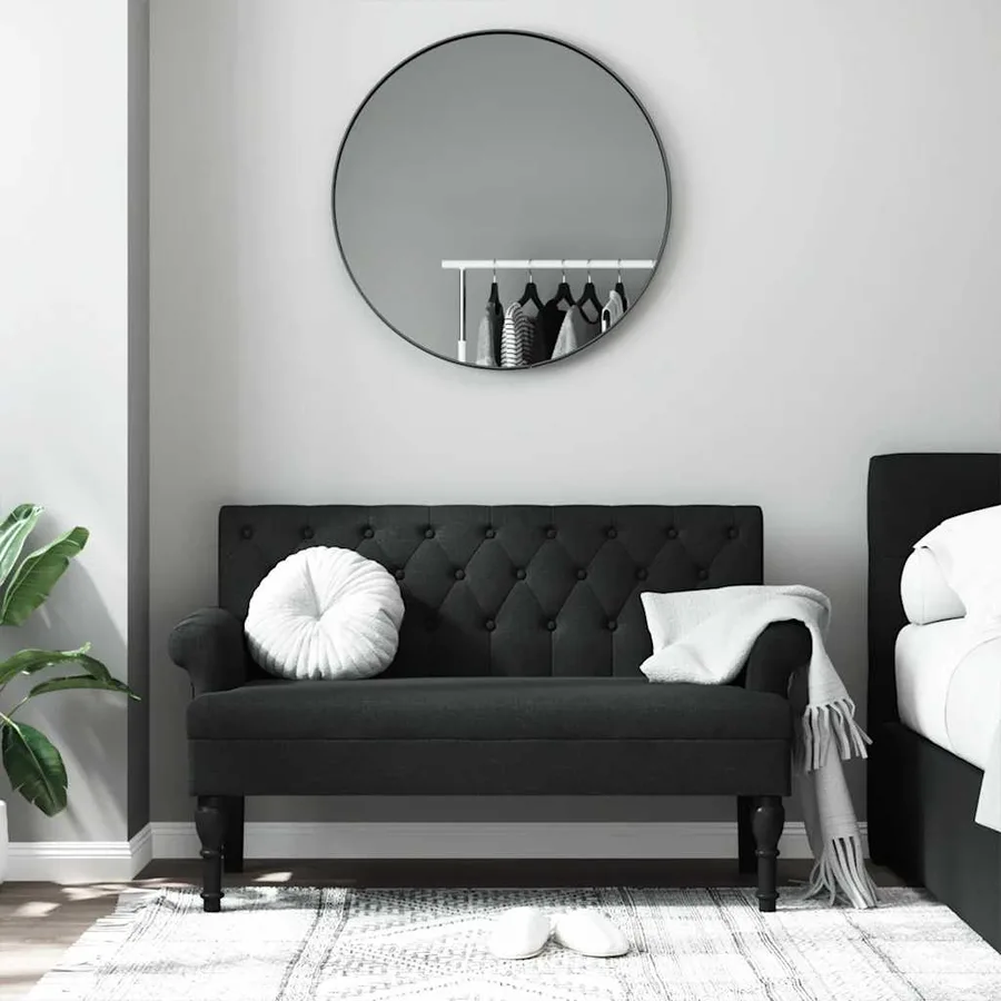 Banc avec dossier Noir 120x62x75,5 cm Tissu - 3