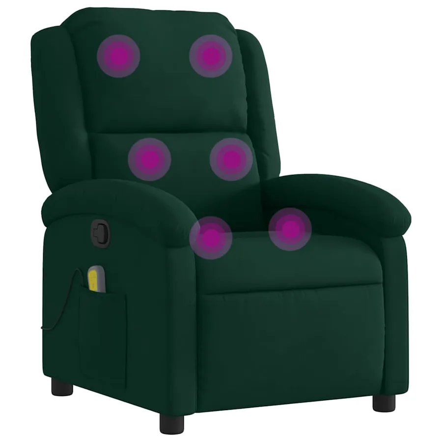 Fauteuil inclinable de massage vert foncé velours - 2