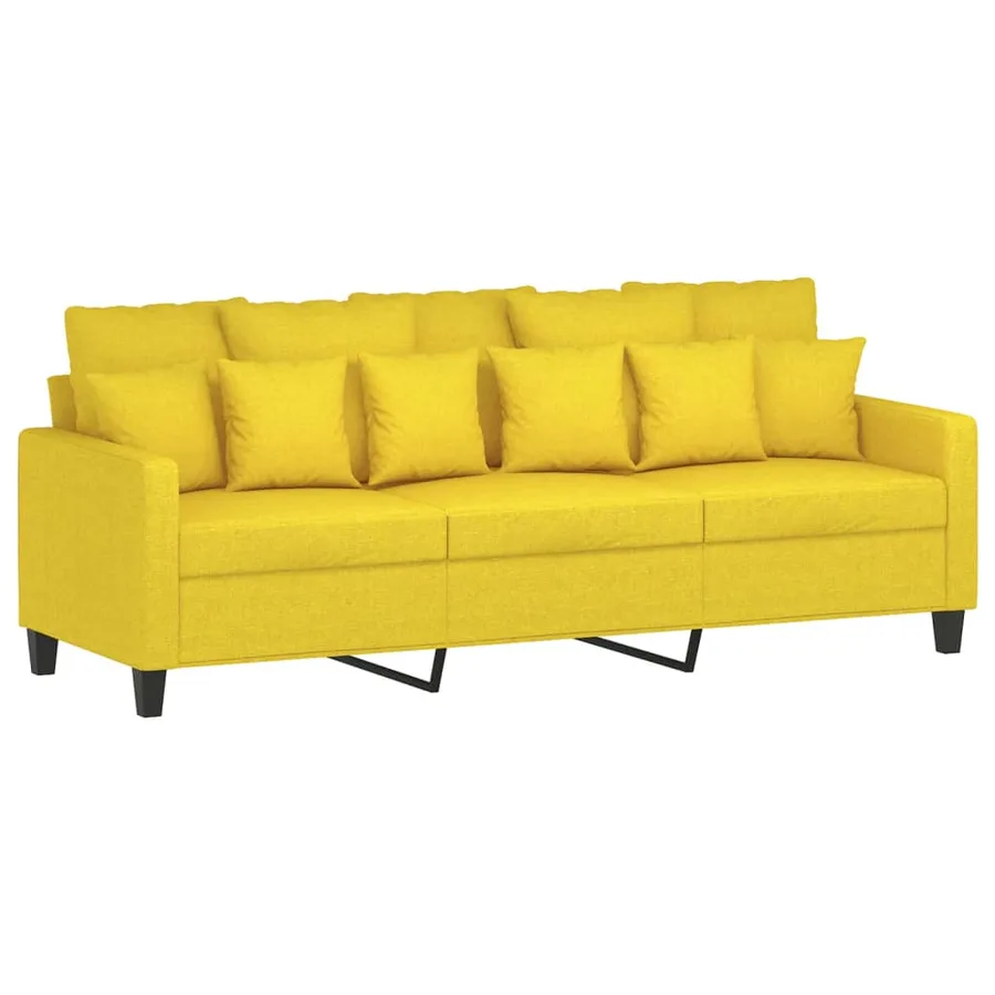 Canapé à 3 places avec repose-pieds Jaune clair 180 cm Tissu - 4