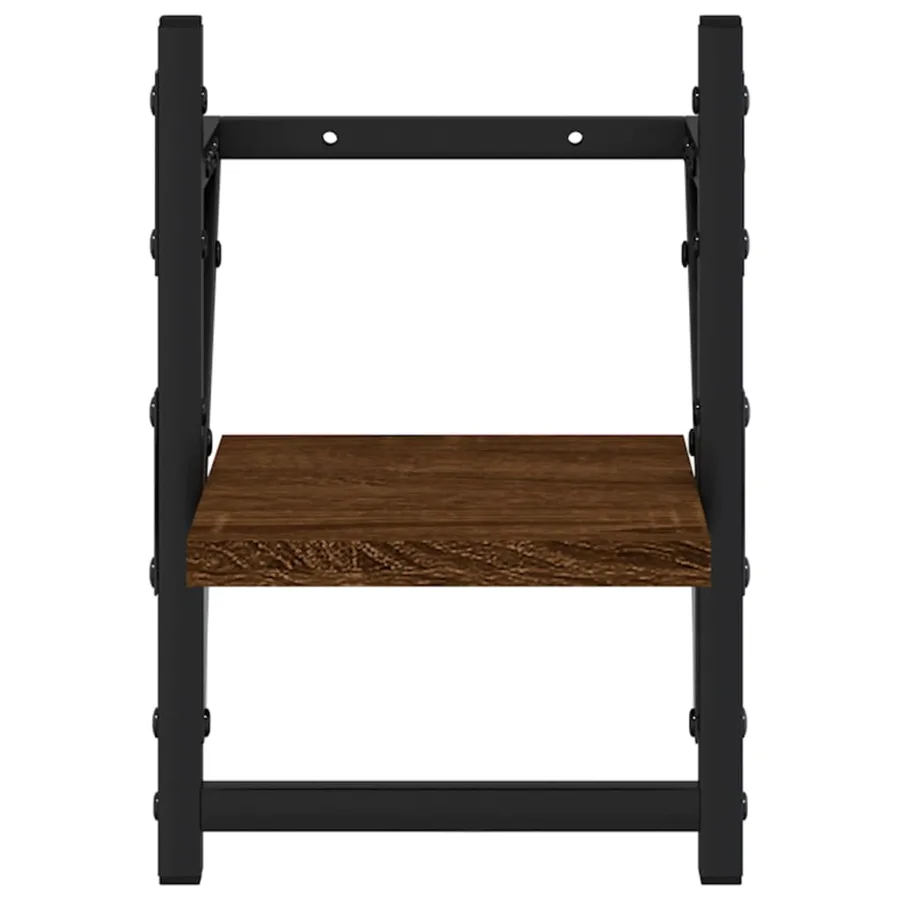Étagères murales avec barres 2 pcs chêne marron 20x25x30 cm - 5