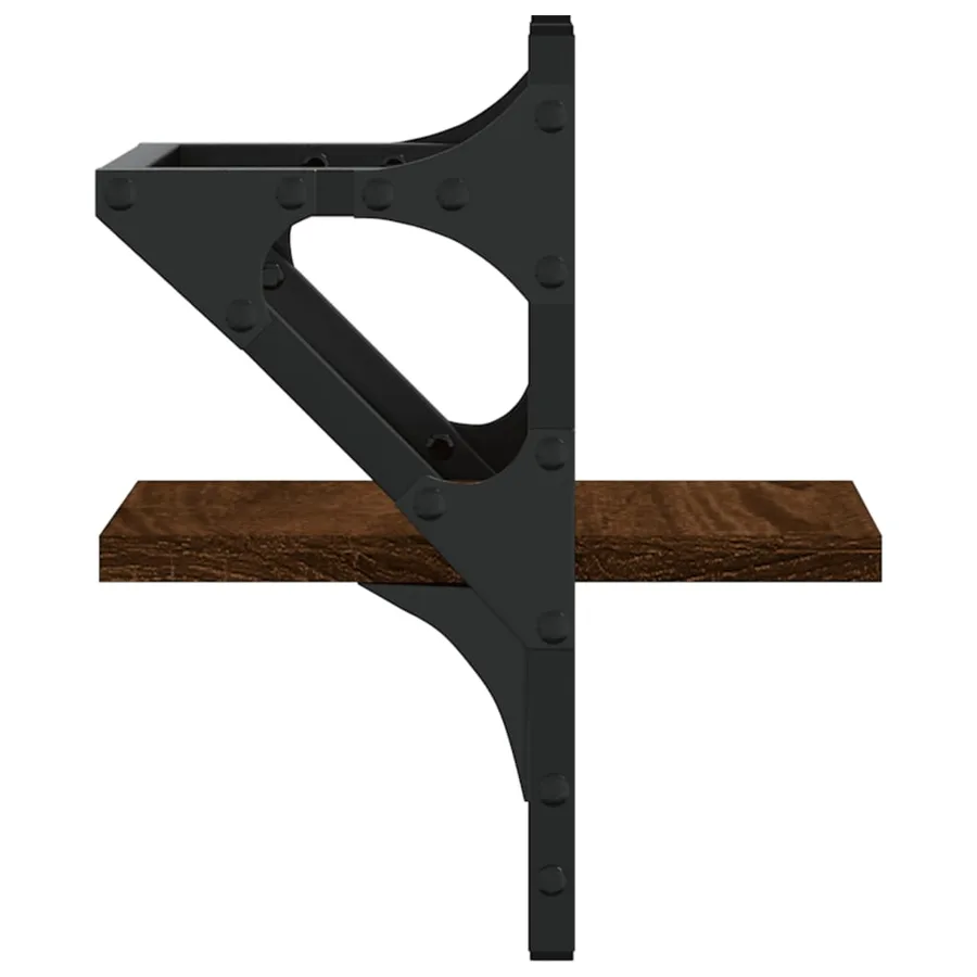 Étagères murales avec barres 2 pcs chêne marron 20x25x30 cm - 6