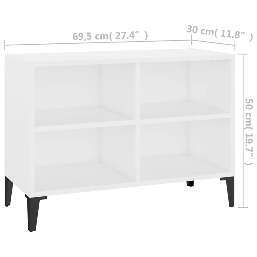 Meuble TV avec pieds en métal Blanc 69,5x30x50 cm - 6