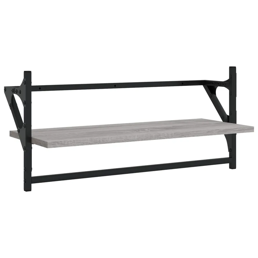 Ensemble d'étagères murales avec barres 4 pcs sonoma gris - 5