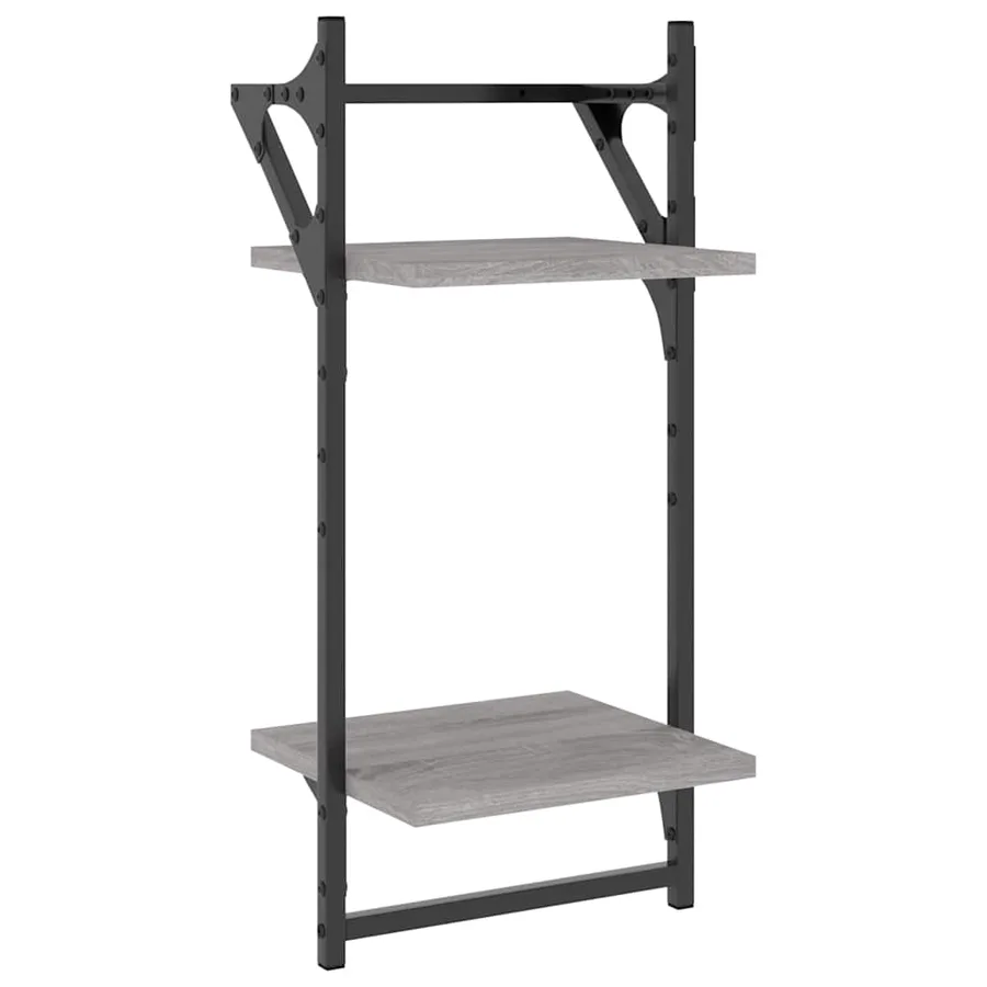 Ensemble d'étagères murales avec barres 4 pcs sonoma gris - 7