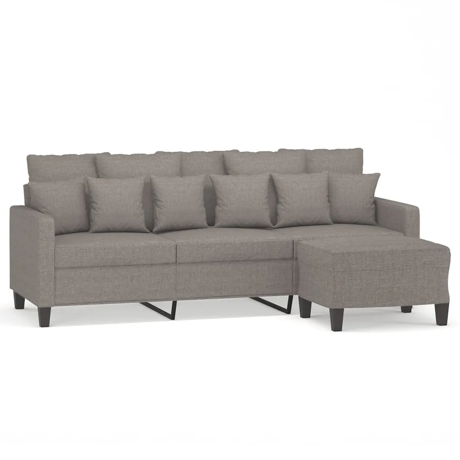 Canapé à 3 places avec repose-pieds Taupe 180 cm Tissu - 2