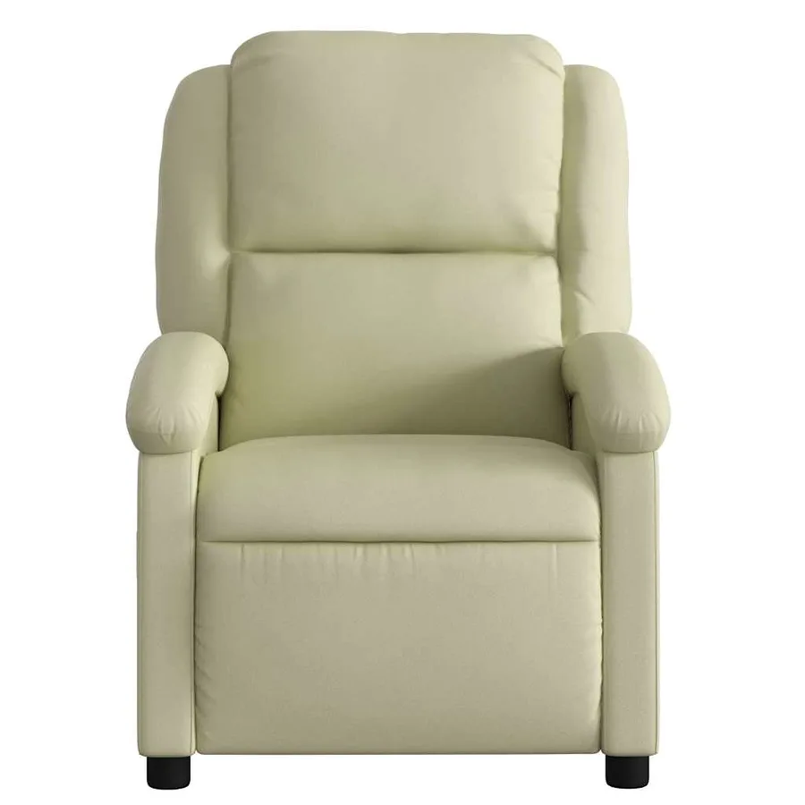 Fauteuil de massage inclinable crème cuir véritable - 8