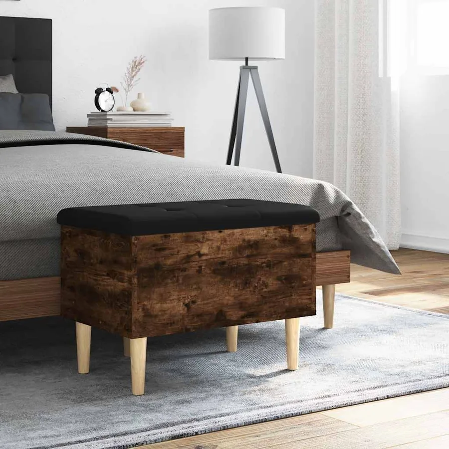 Banc de rangement chêne fumé 62x42x46 cm bois d'ingénierie - 3