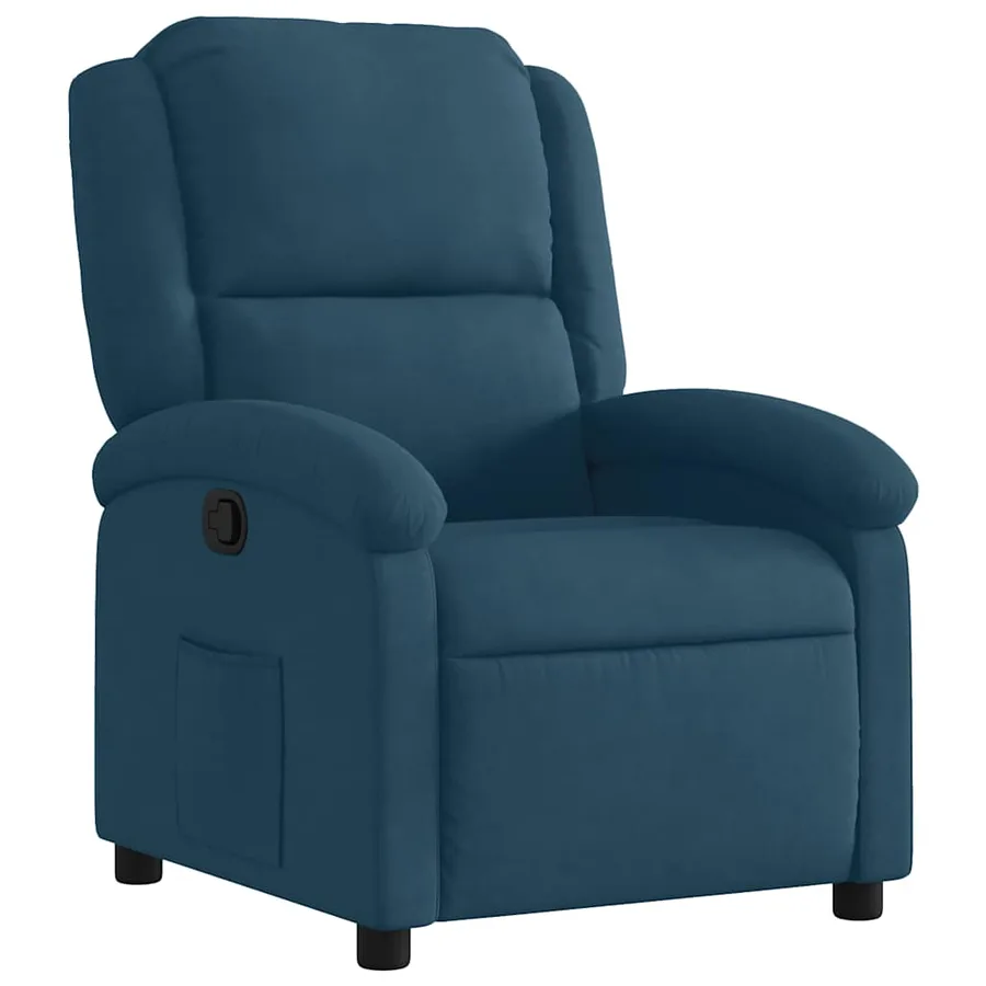 Fauteuil inclinable bleu velours - 2