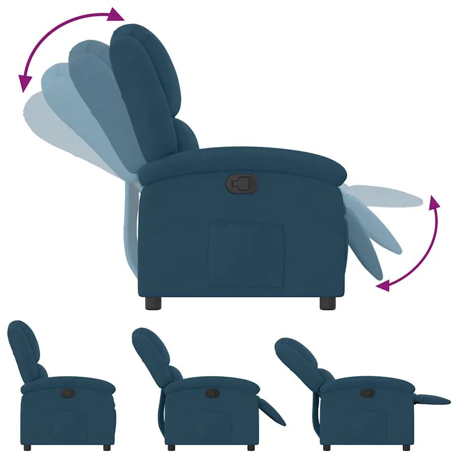 Fauteuil inclinable bleu velours - 6