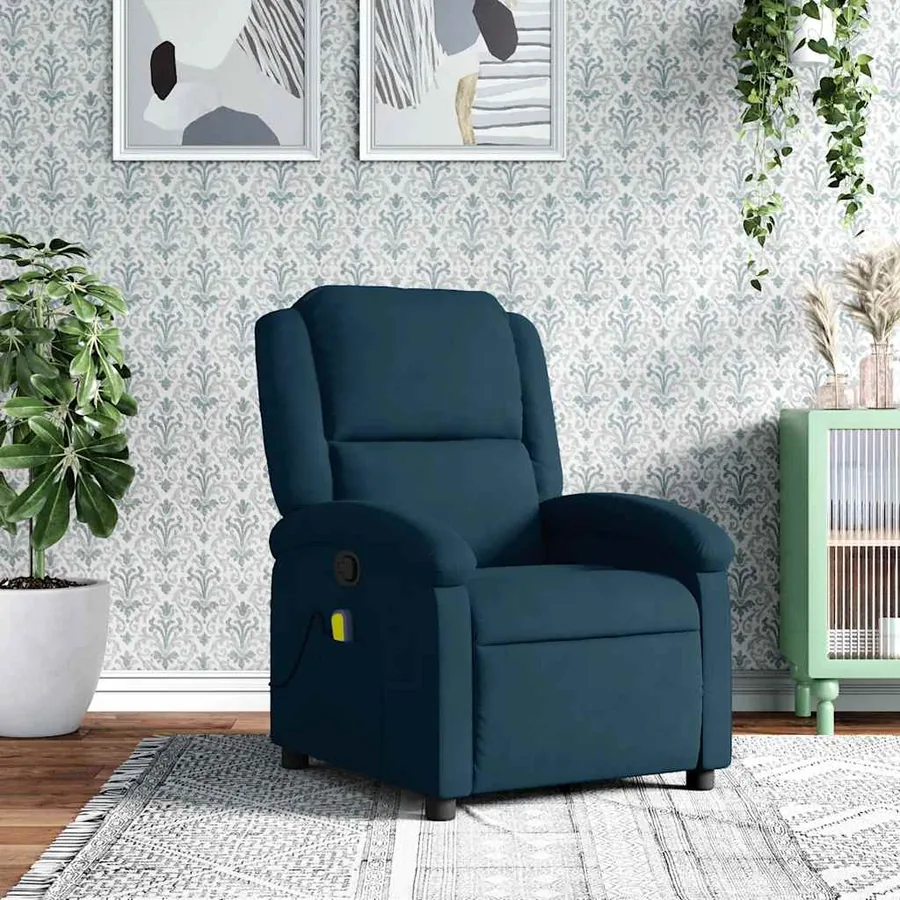 Fauteuil inclinable de massage bleu velours