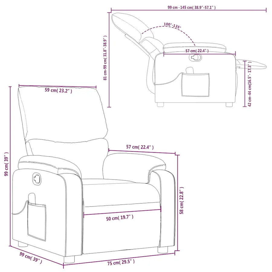 Fauteuil de massage inclinable crème similicuir - 12