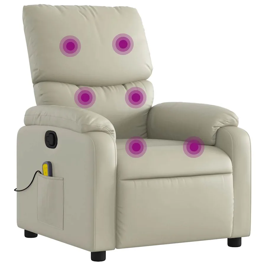 Fauteuil de massage inclinable crème similicuir - 2