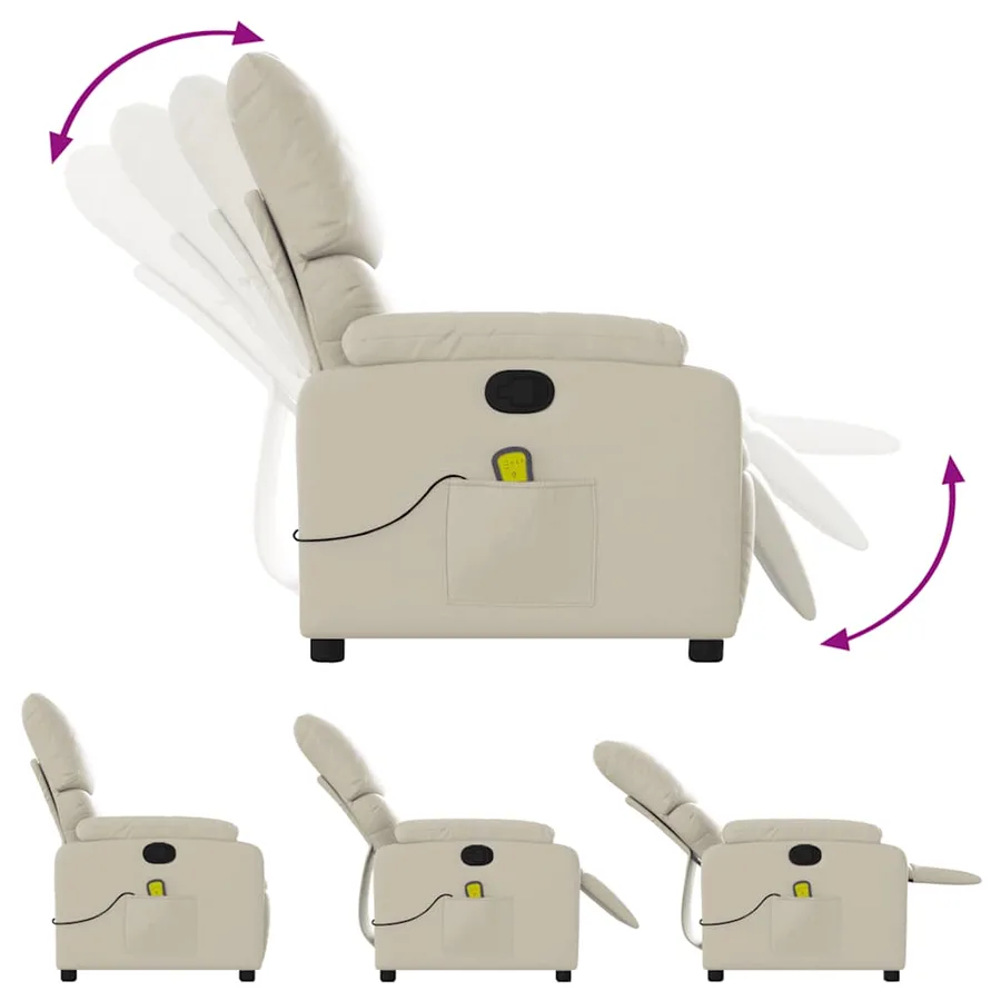 Fauteuil de massage inclinable crème similicuir - 5