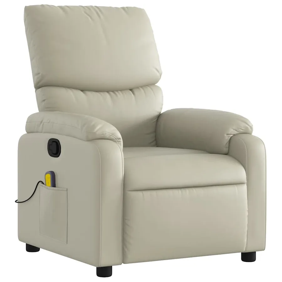 Fauteuil inclinable de massage Crème Similicuir - 4