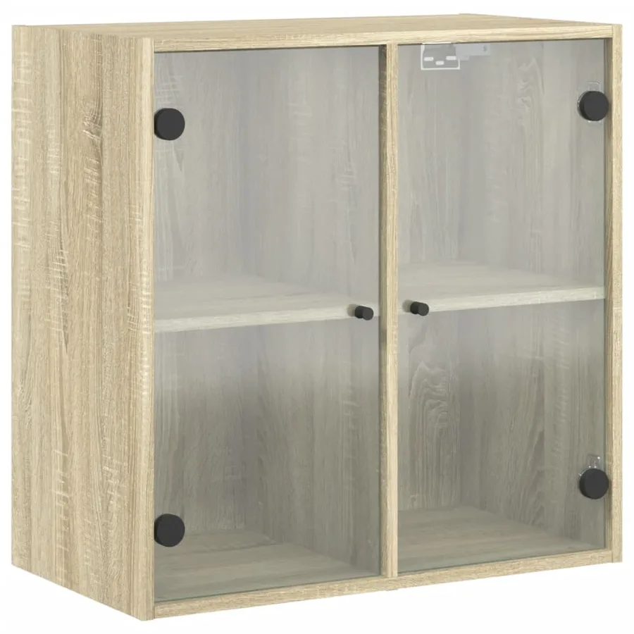 Armoire murale avec portes en verre chêne sonoma 68x37x68,5 cm - 2