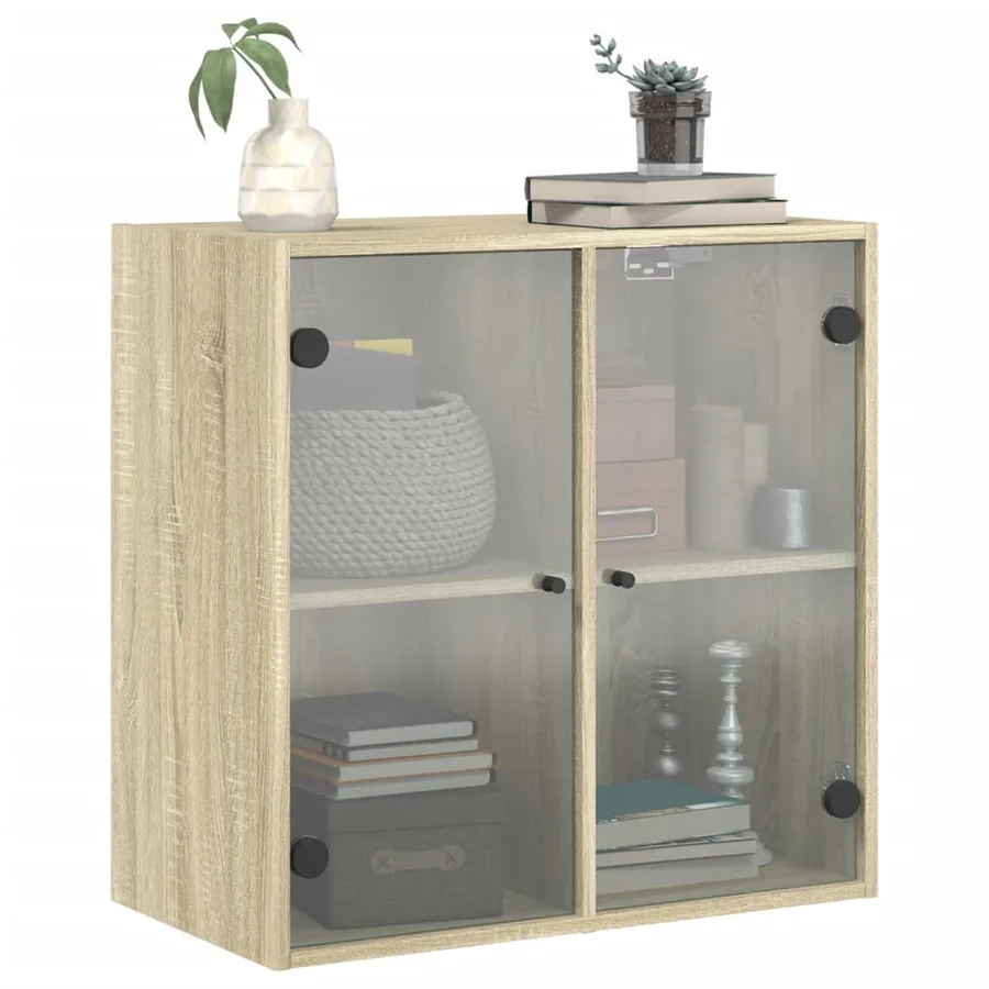 Armoire murale avec portes en verre chêne sonoma 68x37x68,5 cm - 4