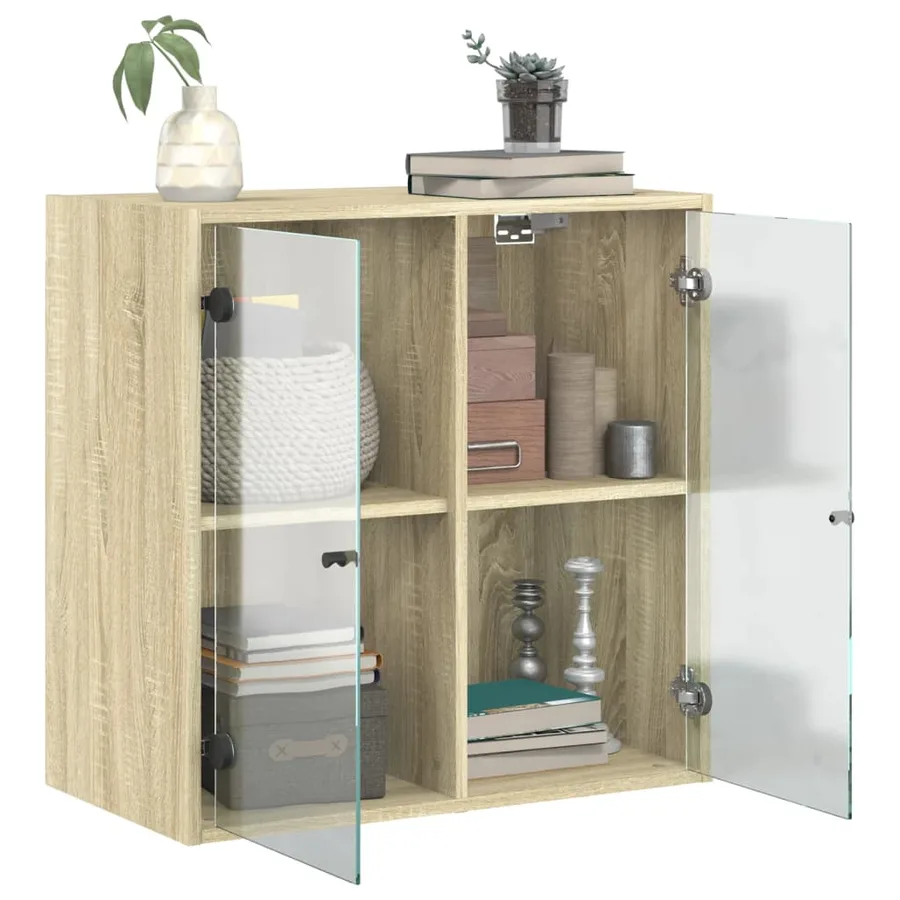 Armoire murale avec portes en verre chêne sonoma 68x37x68,5 cm - 5