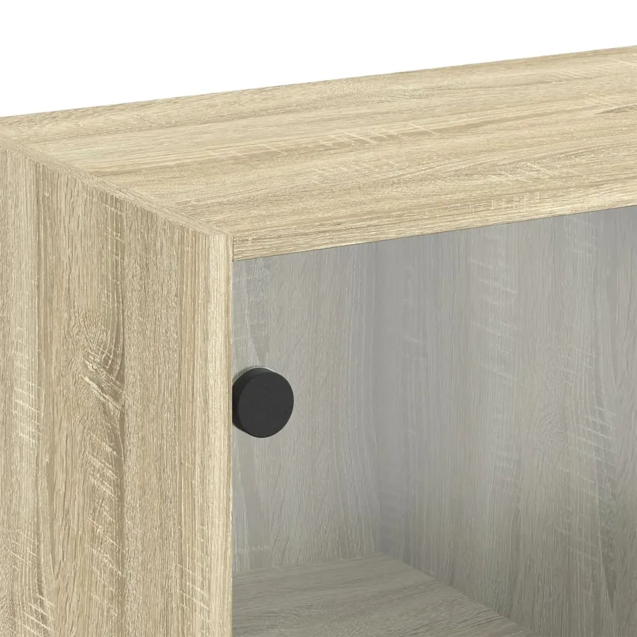 Armoire murale avec portes en verre chêne sonoma 68x37x68,5 cm - 9