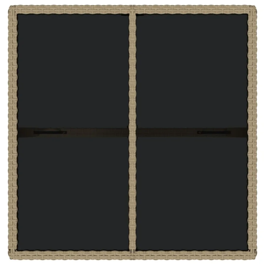 Table de jardin Beige 109x107x74 cm Résine tressée et verre - 5