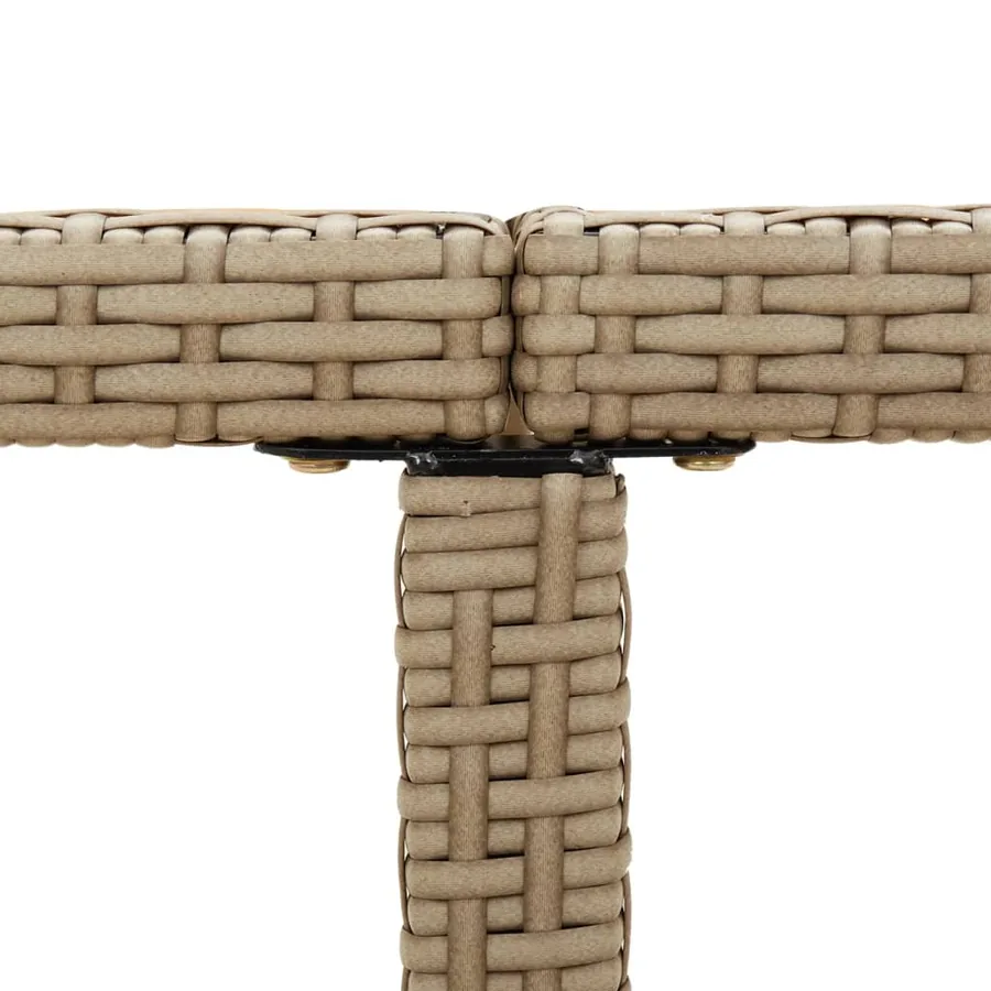 Table de jardin Beige 109x107x74 cm Résine tressée et verre - 6