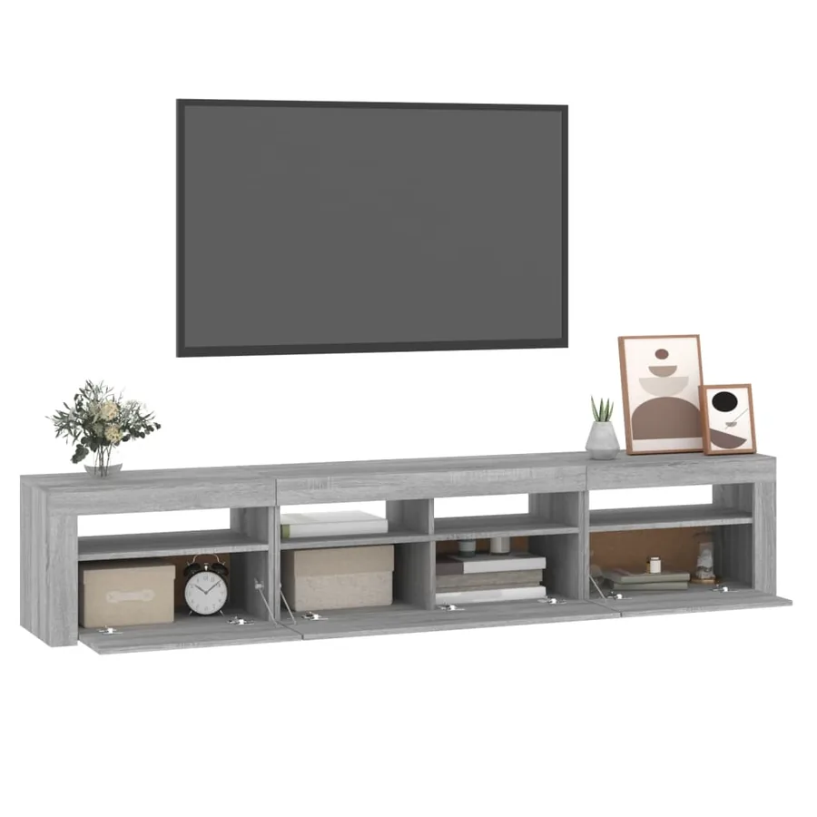 Meuble TV avec lumières LED Sonoma gris 210x35x40 cm - 11