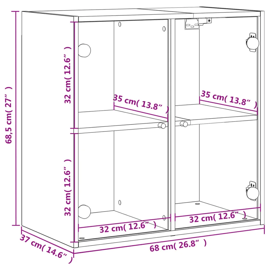 Armoire murale avec portes en verre blanc 68x37x68,5 cm - 12